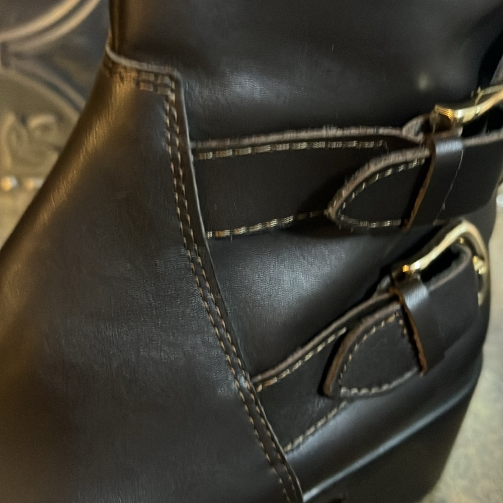 NWT Emanuele‎ Crasto Double Buckle Moto Boots Brown Leather Italy  sz 39/ US 8.0 - Picture 9 of 13